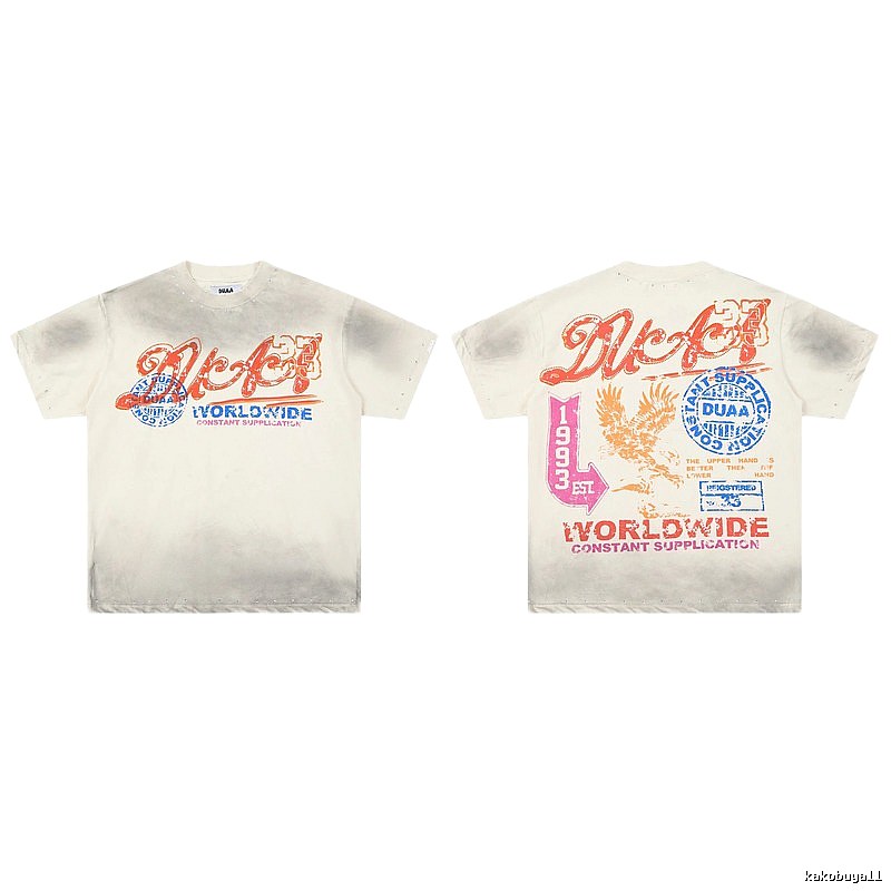 DUAA Falcon Print Vintage Style Off-White T-shirt