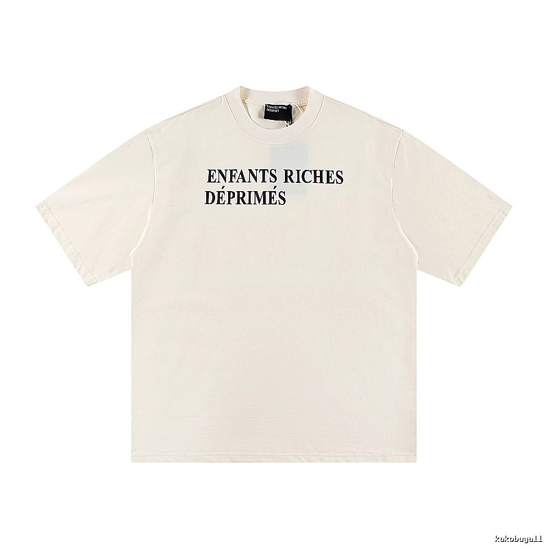 ERD Letter Print Minimalist Style Off-white Short-sleeve T-shirt