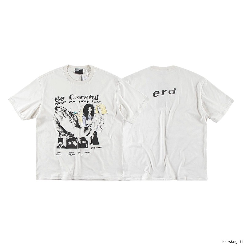 ERD Vintage Portrait Print Off-white Short-sleeved T-Shirt