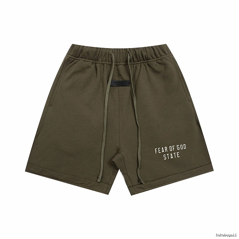 ESSENTIALS Sporty Military Green Shorts