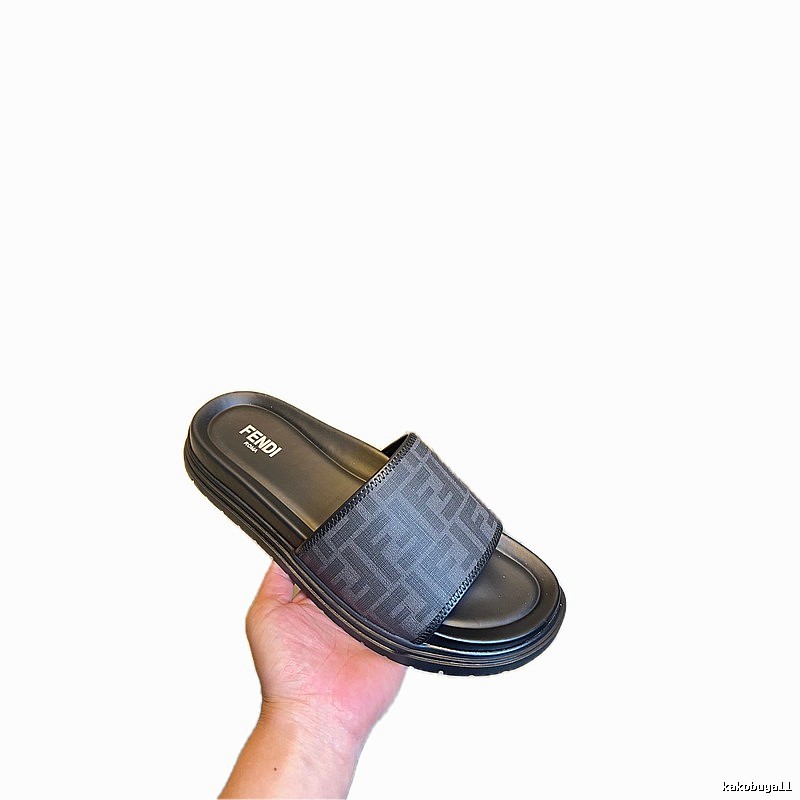 Fendi Double F Monogram Vintage Black and Grey Slippers