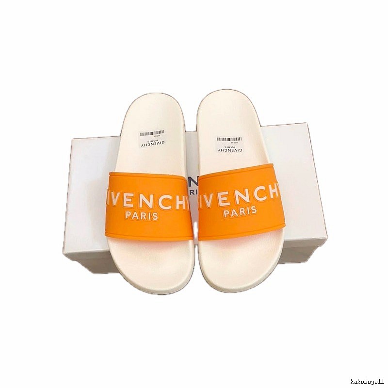 Givenchy Alphabet Series Minimalist Style White & Orange Slide Sandals