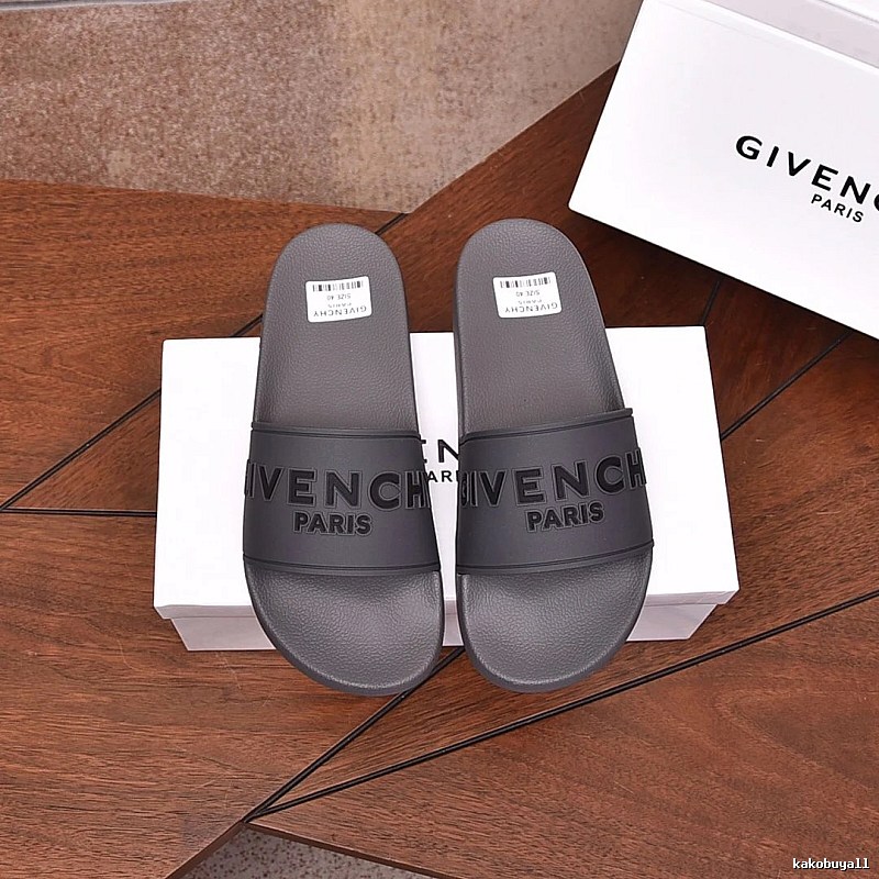 Givenchy Dark Grey Light Luxury Style Slide Sandals with Embossed Letters