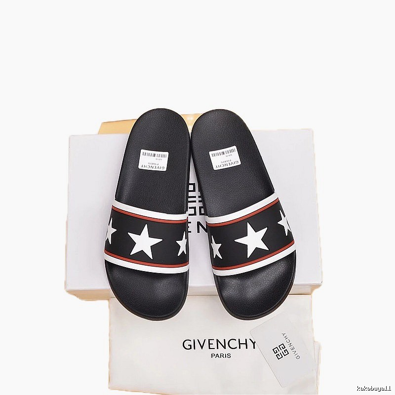 Givenchy Star Collection Trendy Style Black Slide Sandals