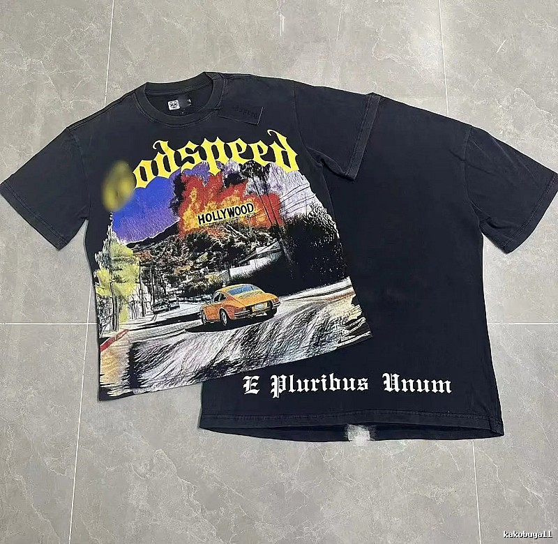 Godspeed Hollywood Print Vintage Black T-Shirt