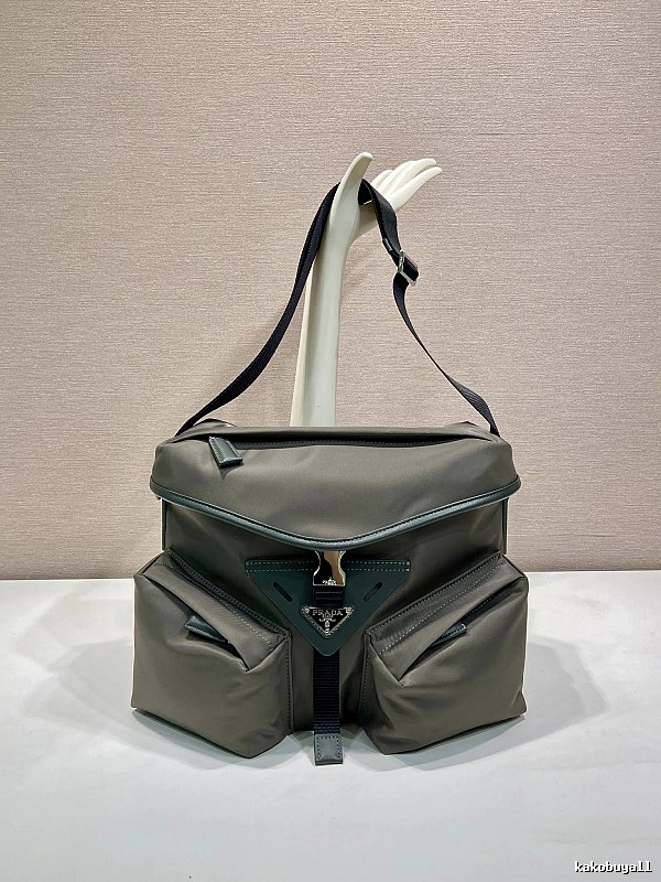 Gray Geometric Shoulder Bag Prada Shoulder Bag for Daily Rotation