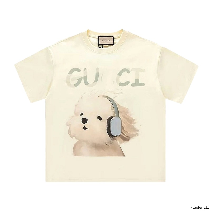 Gucci Dog Print Casual Style Off-white T-shirt