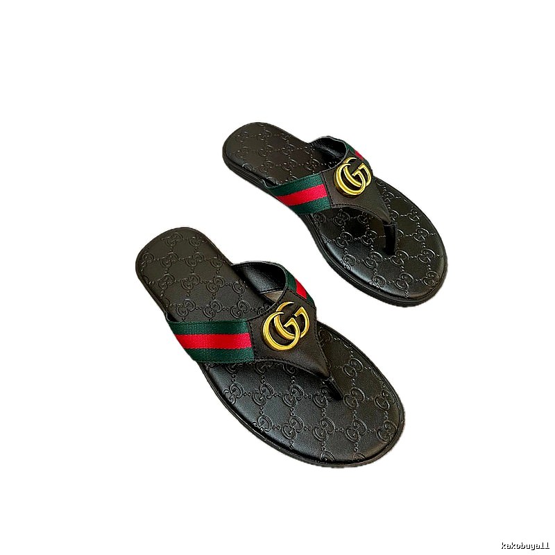 Gucci Double G Classic Retro Black Flip Flops
