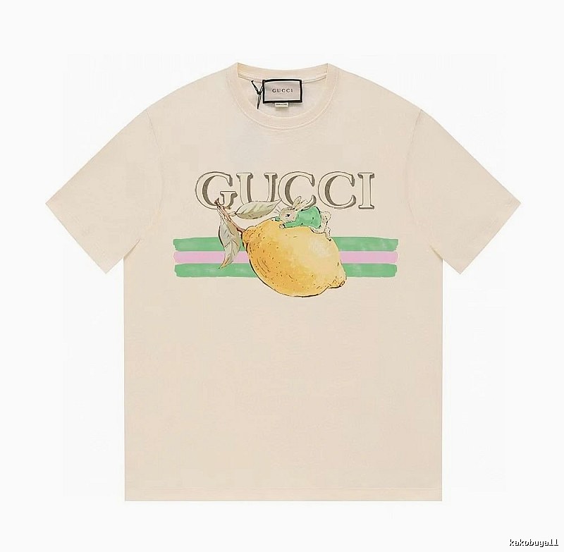 Gucci Lemon Print Casual Style Off-white Short-sleeve T-shirt