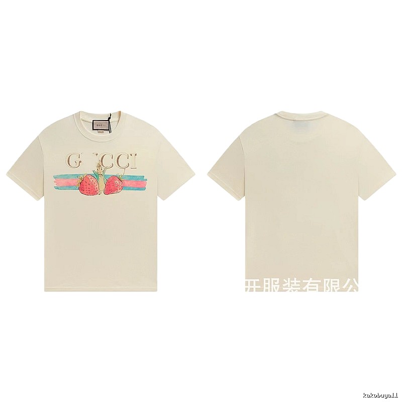 Gucci Vintage Off-white T-shirt with Strawberry Rabbit Print