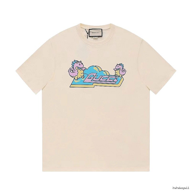 Gucci Year of the Dragon Collection Cartoon Style Off-white Short Sleeve T-shirt