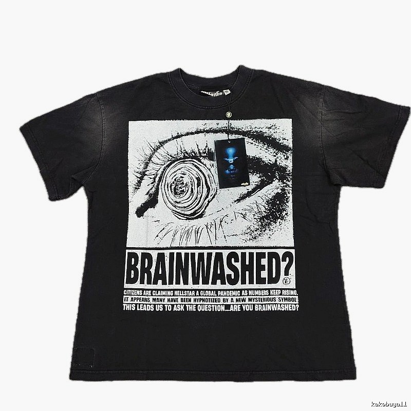Hellstar Eye Print Street Style Black T-shirt
