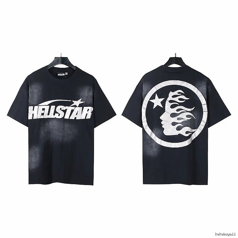 Hellstar Flame Print Street Style Black T-Shirt