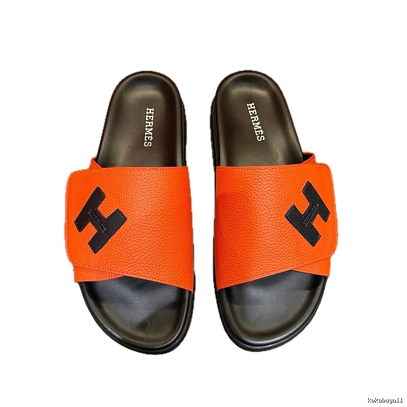Hermès H Collection Light Luxury Style Orange & Black Slides
