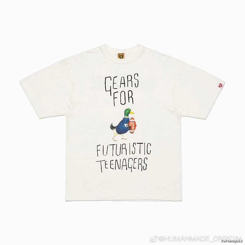 HUMAN MADE Japanese Streetwear Green Duck Printed Off-white T-shirt