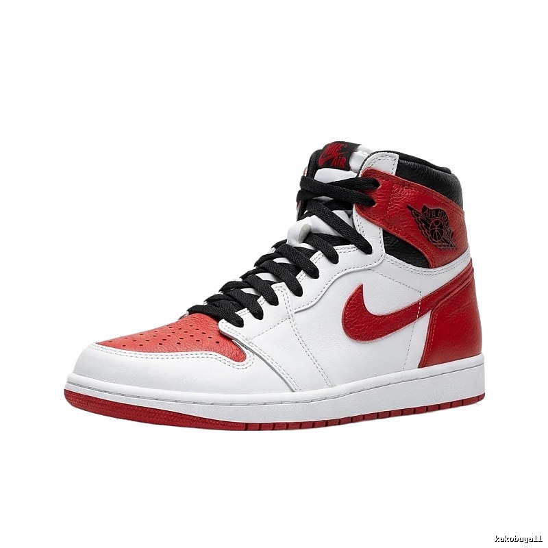 Jordan AJ1 High Top Red and White Athletic Shoes