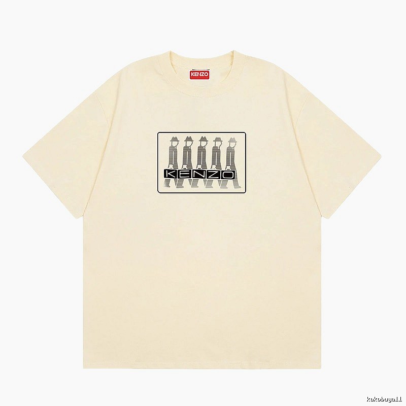 KENZO Character Print Casual Style Beige T-shirt