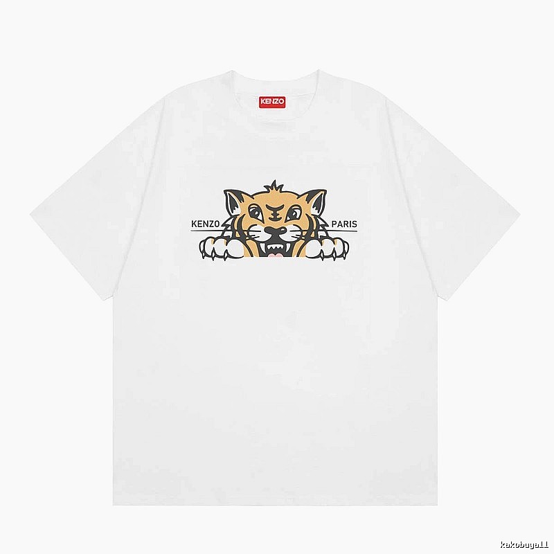 KENZO Tiger Head Series Casual Style White T-Shirt