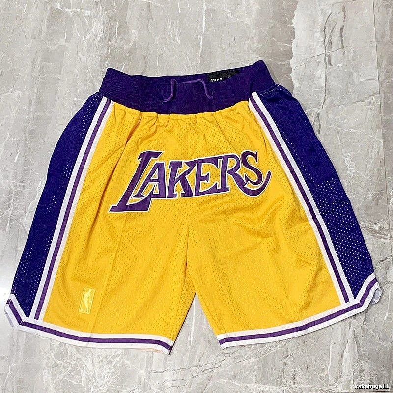 Lakers Classic Basketball shorts Yellow Lakers Mesh for Daily Styling