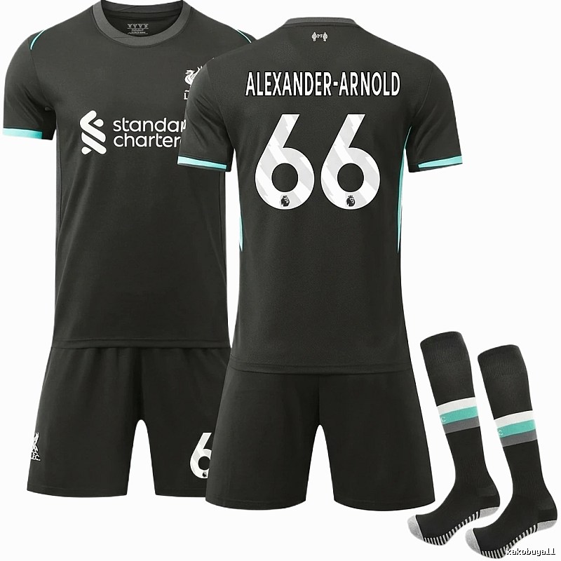 Liverpool No. 66 black jersey set