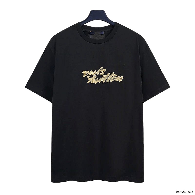 Louis Vuitton Embroidered Trendy Style Black Short-sleeve T-shirt