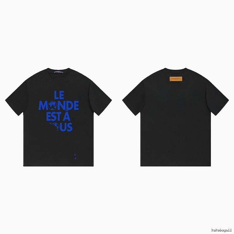 Louis Vuitton Letter Print Cool Trendy Style Black T-shirt