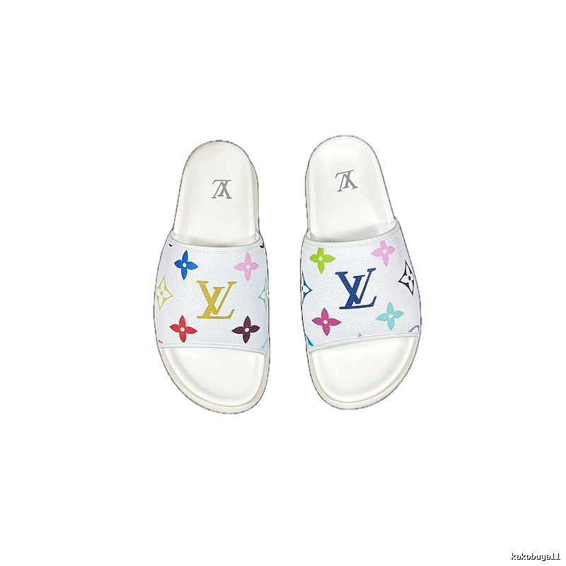Louis Vuitton Multicolor Monogram Trendy White Slides