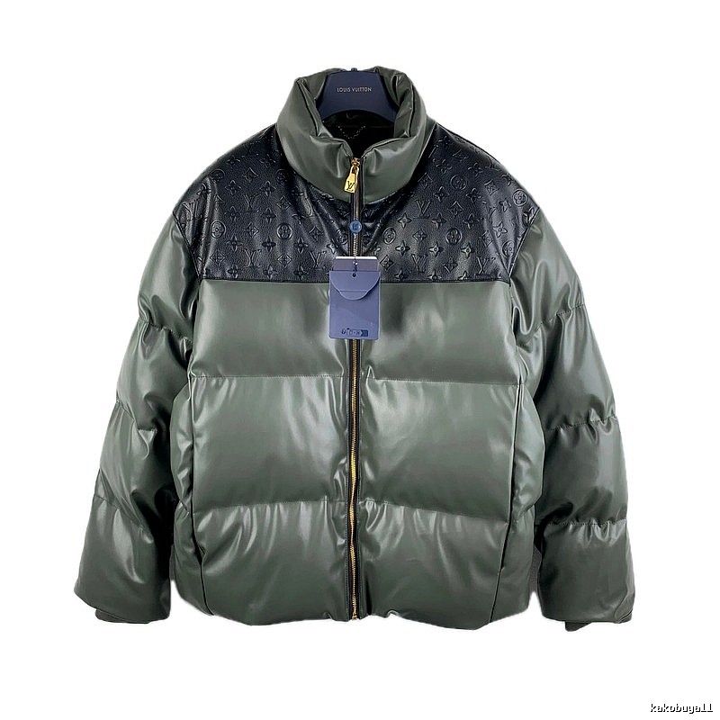 LV classic style fashionable dark green down jacket