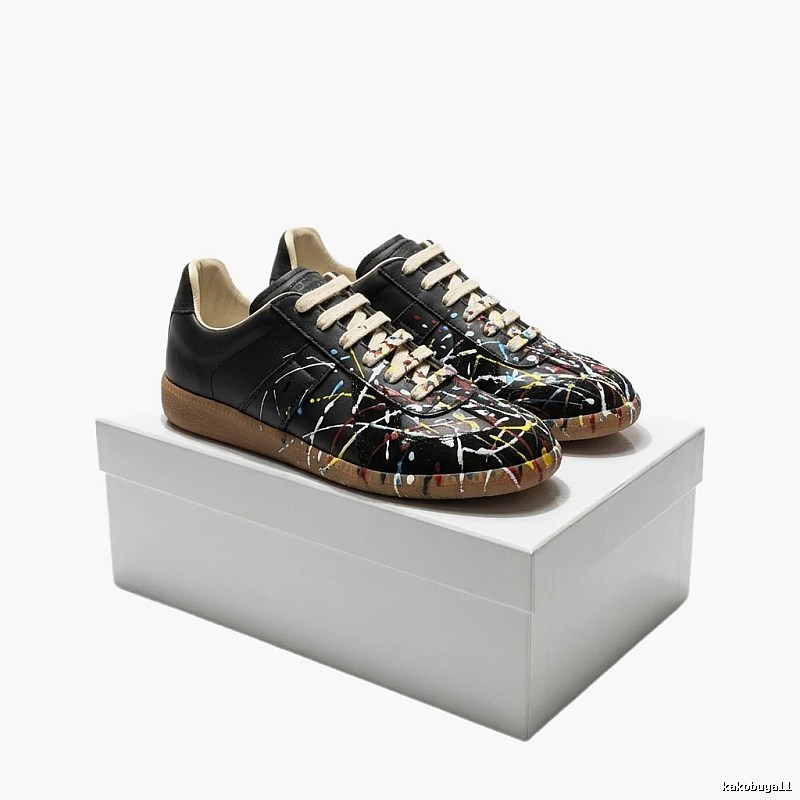 Maison Margiela ink-splashed style black shoes
