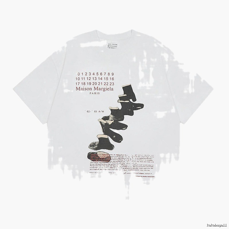Maison Margiela Printed Vintage Style White T-Shirt