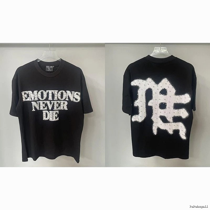 Mixed Emotion Rhinestone Street Style Black Short-sleeve T-shirt
