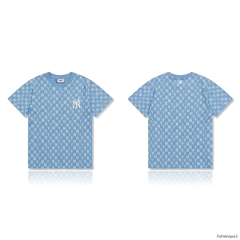 MLB full - print style light blue T - shirt