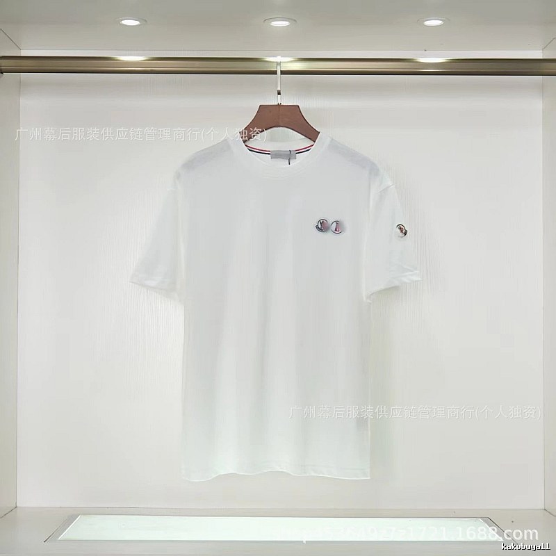 Moncler Badge Casual Style White T-Shirt