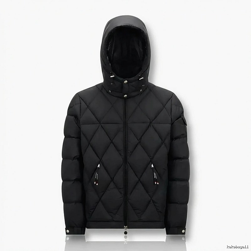 Moncler diamond-check trendy and cool style black down jacket