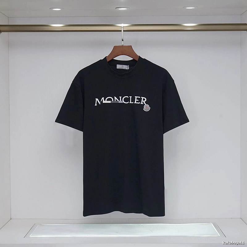 Moncler Embroidered Casual-Style Black T-Shirt