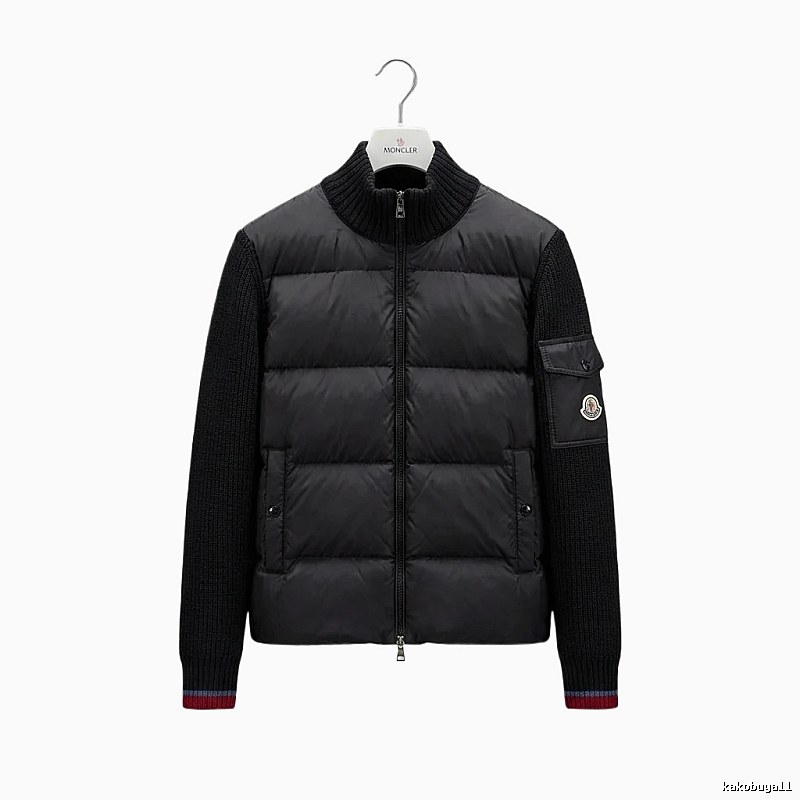 Moncler knitted and spliced black down jacket