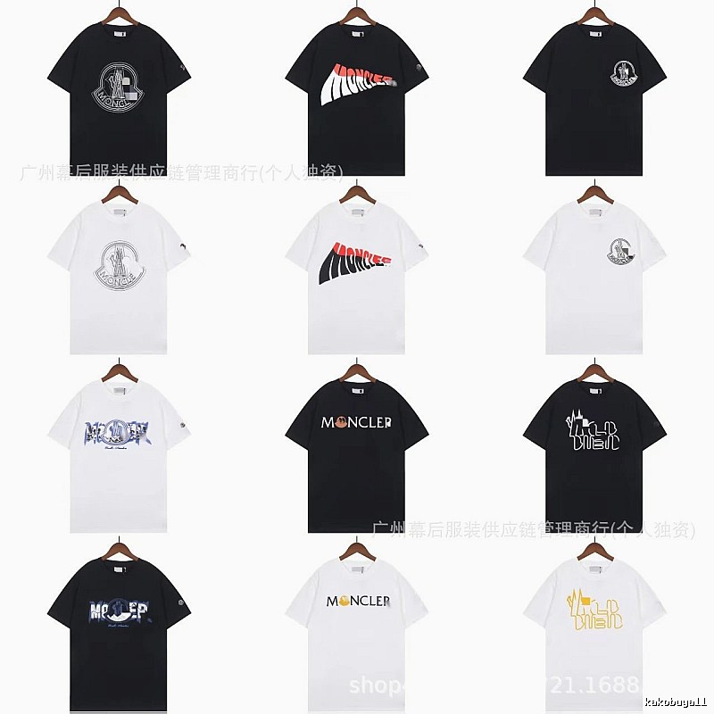 Moncler Logo Printed Trendy Black & White Short-Sleeve T-Shirt