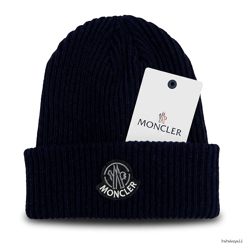 Moncler simple style navy blue knitted hat