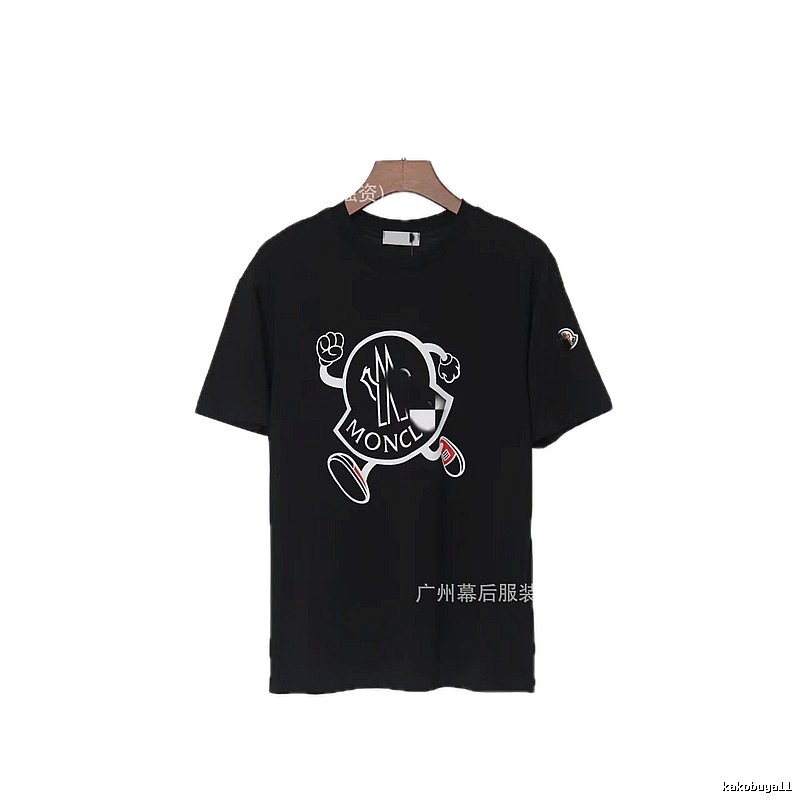 Moncler Trendy Black Cartoon Print Short-sleeved T-shirt