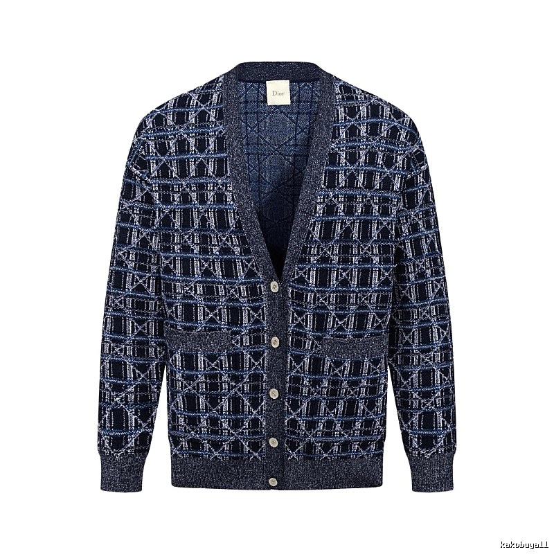 Navy Dior Button-front Cardigan for Layered Winter Looks