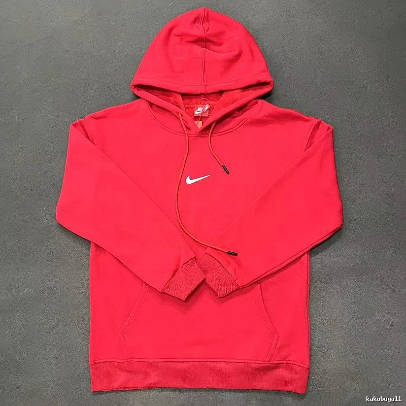 Nike Small Chest-Logo Detail Small-Logo Detail Red Zip Hoodie Commuter Look Swoosh