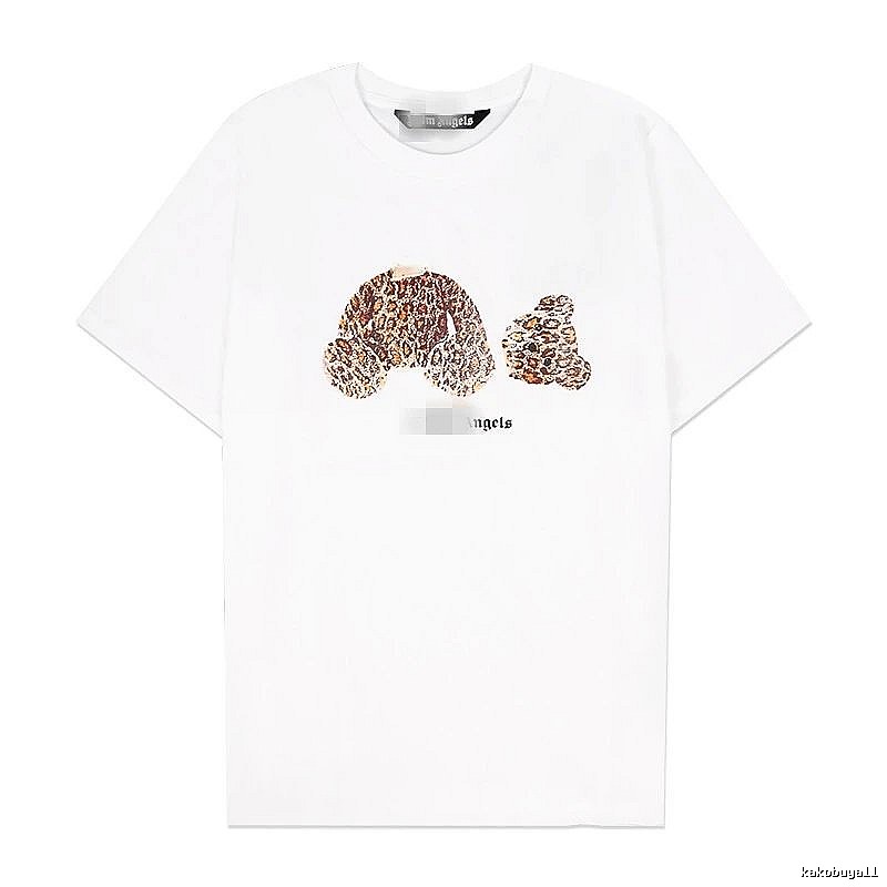Palm Angels Logo Detail Bear graphic T-shirt White Colorful Bear with Relaxed Feel