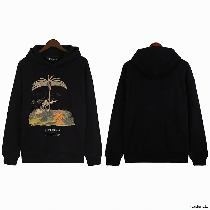 Palm Angels Palm Print Style Black Sweatshirt
