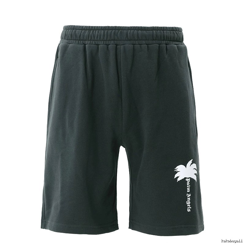 Palm Angels Palm Tree Style Dark Grey Shorts