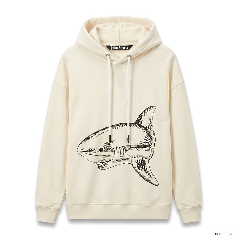 Palm Angels Shark Series Simple Style Beige Hoodie