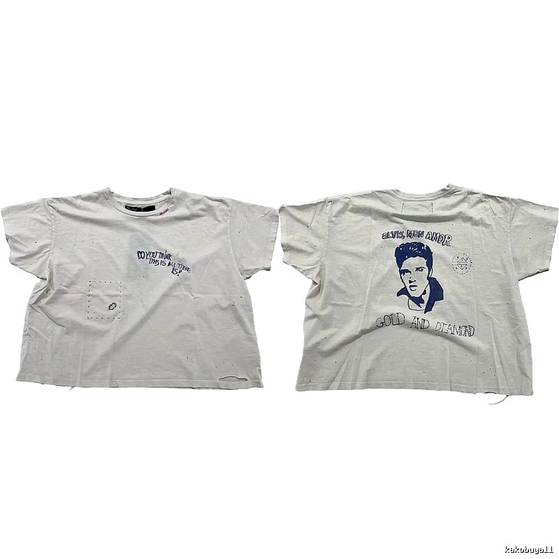 Paly Hollywood Elvis Vintage Distressed White T-Shirt