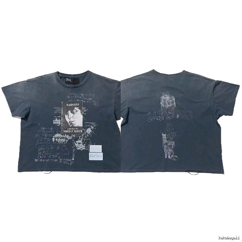 Paly Hollywood Portrait Graffiti Vintage Washed Grey T-shirt