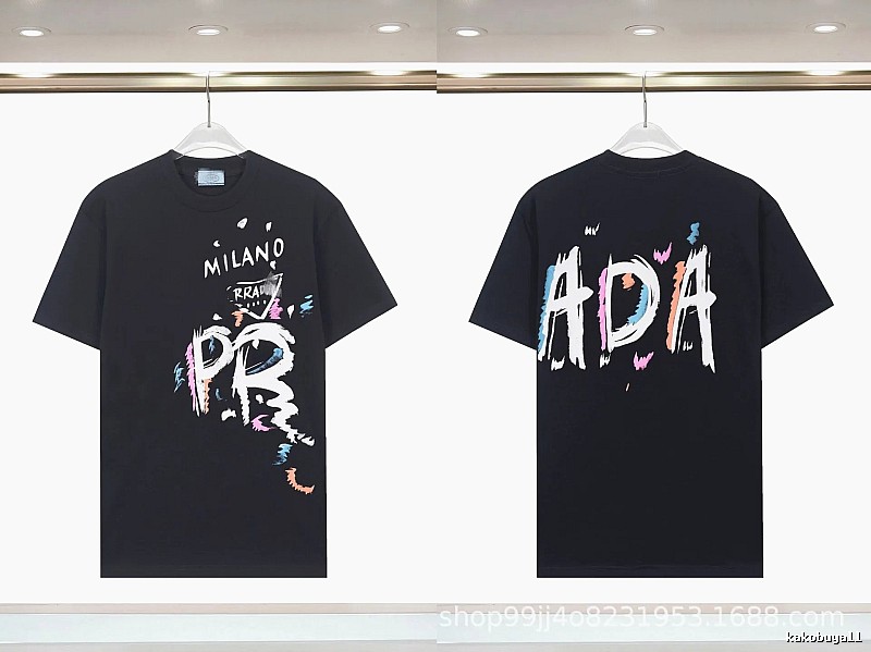 Prada Graffiti Collection Street Style Black T-Shirt