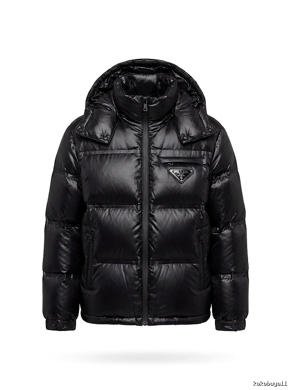 Prada triangle logo black down jacket