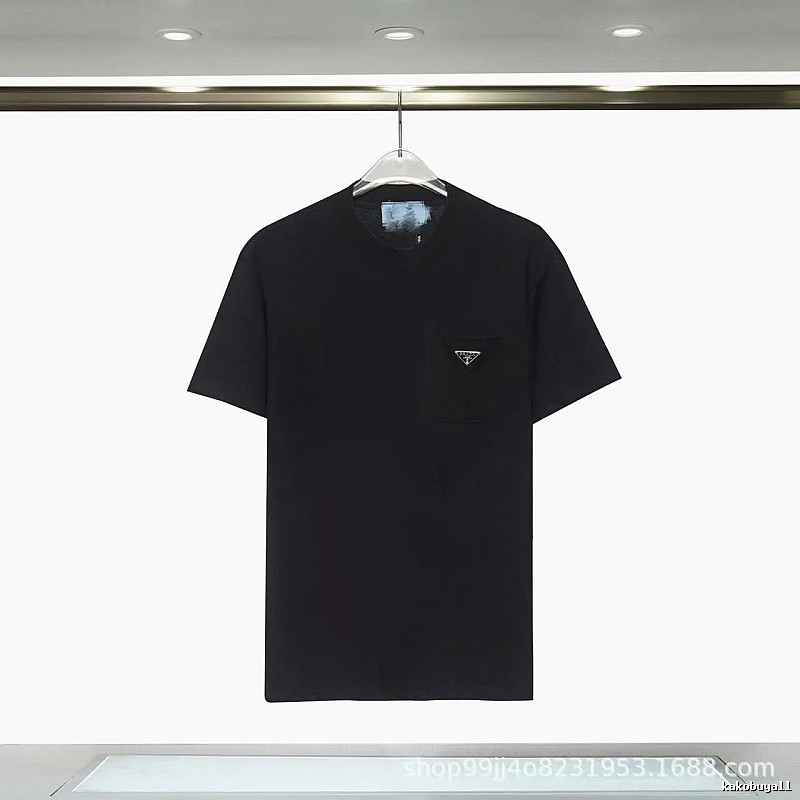 Prada Triangle Logo Minimalist Style Black Short-sleeve T-shirt